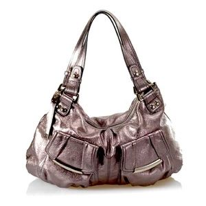 B. Makowsky Glove Leather Large Double Handle Pocket Satchel Handbag